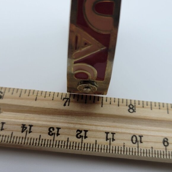 Coach Est. 1941 Logo Enamel Bangle Bracelet Red & Pink Enamel Gold Tone 8 inch - Picture 10 of 10